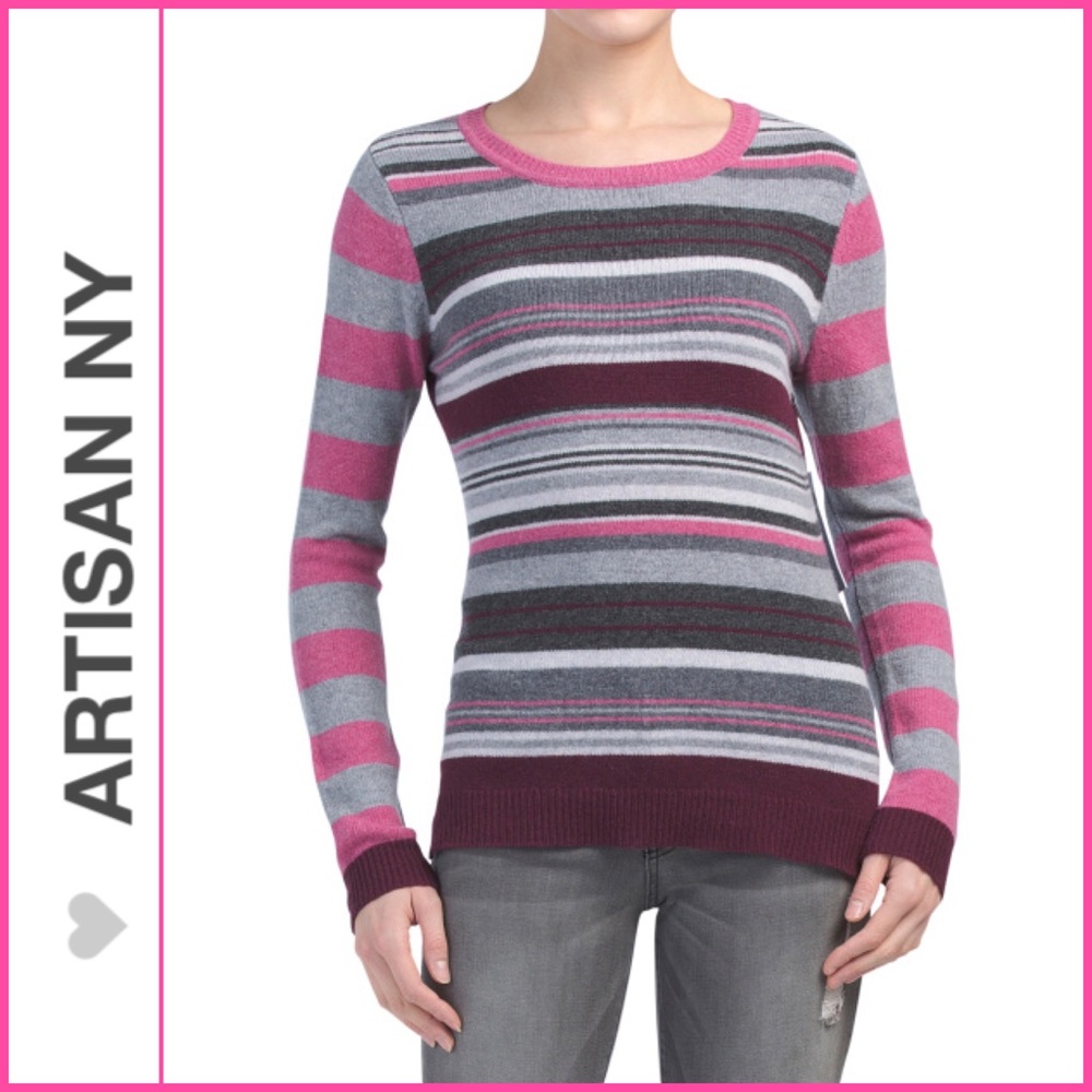 Artisan NY Berry Striped Merino Wool Sweater 🆕